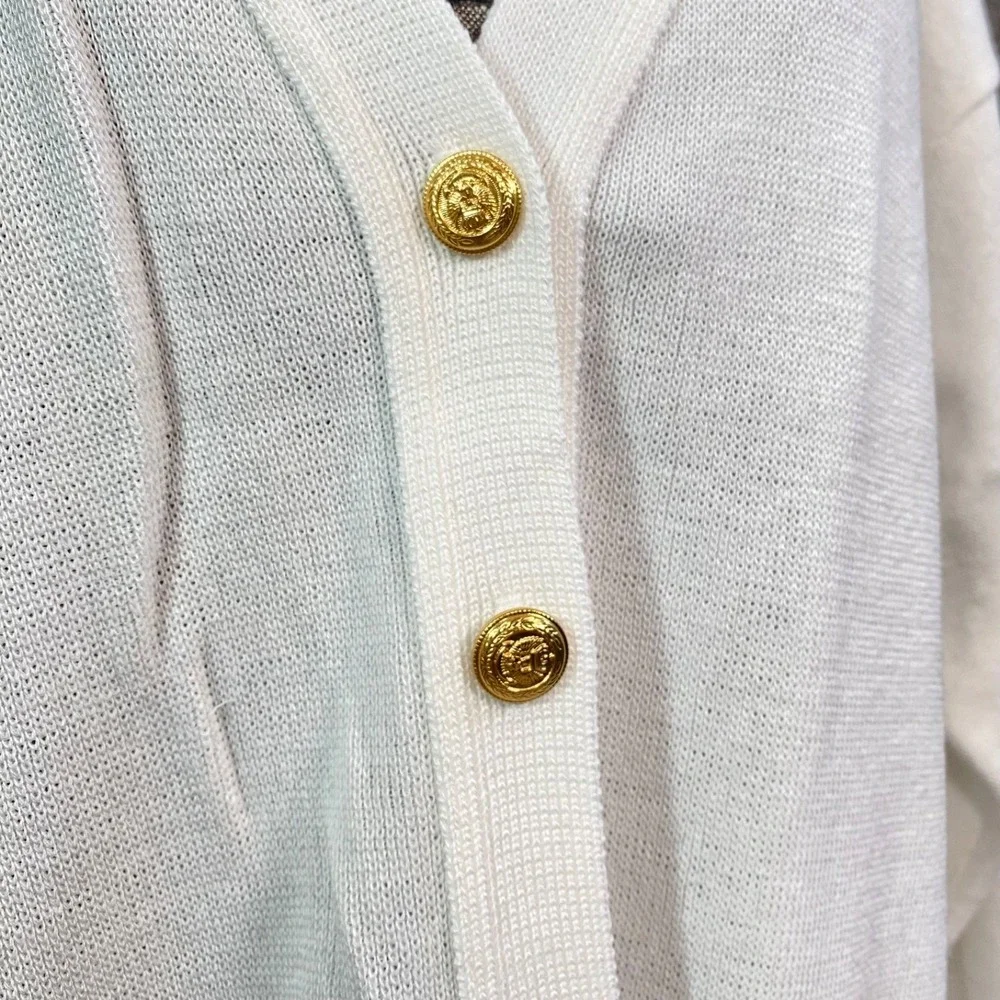 Vintage Womens Preppy Button Up Cardigan Size M Tennis Prep Old Money Crest Twee - Picture 6 of 11